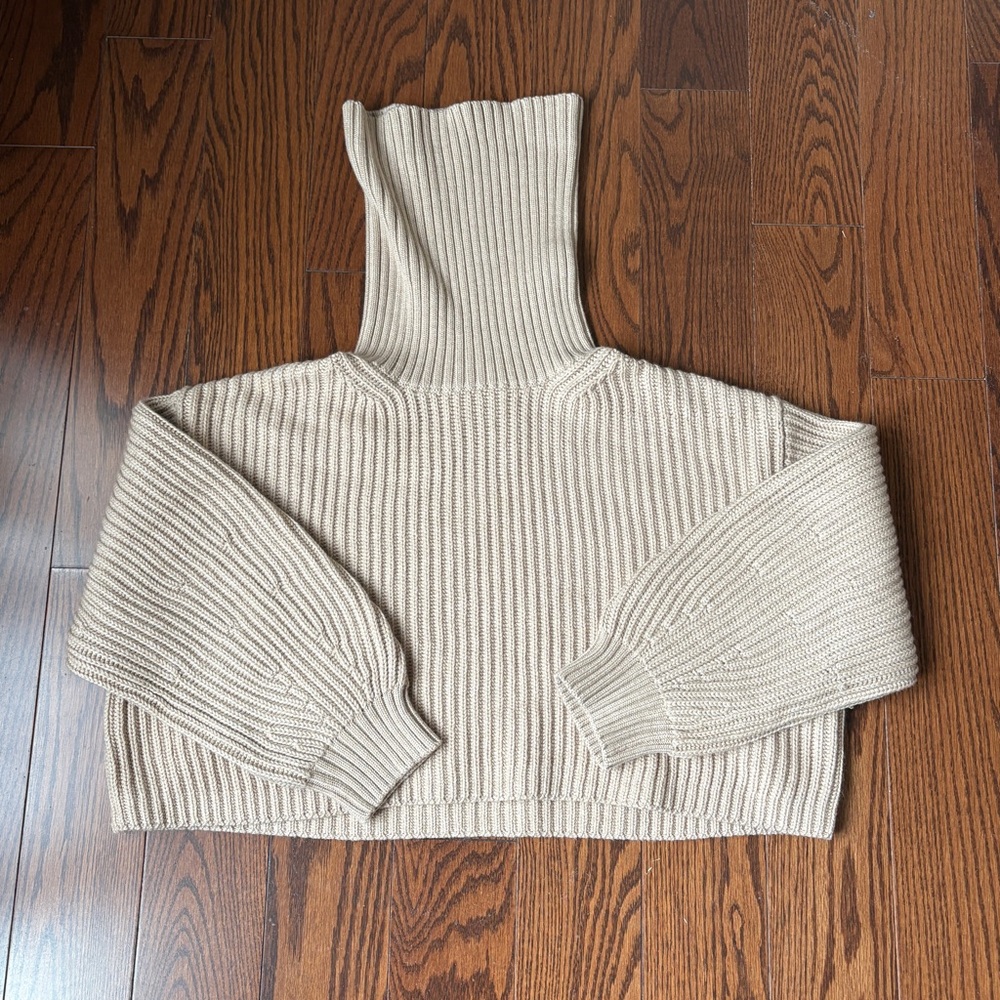 Cream Chunky Knit Cowl Sweater
